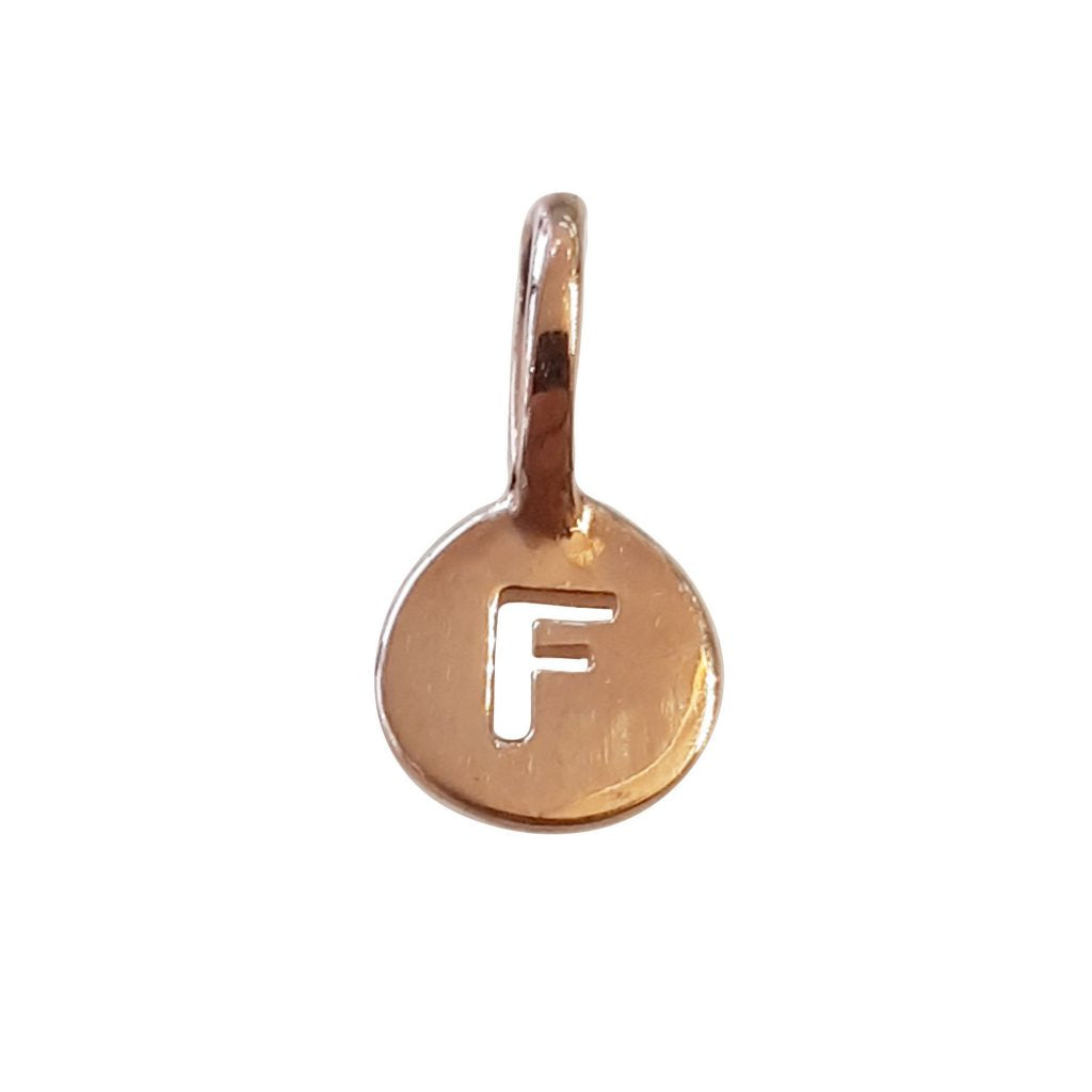 Lettre F : Mini Médaille « Mini Precious » en Or Rose 14 Carats