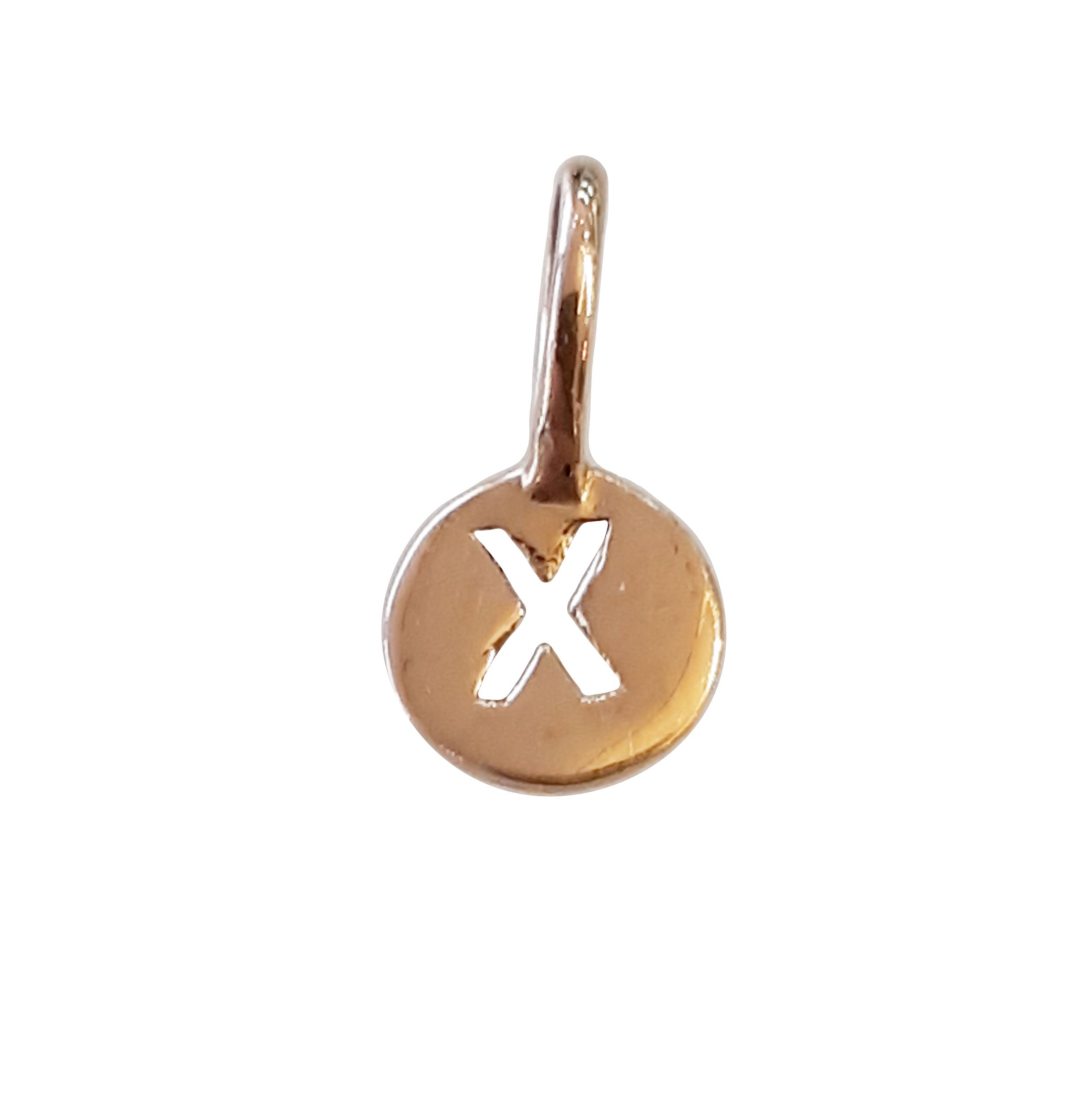 Lettre X : Mini Médaille « Mini Precious » en Or Rose 14 Carats